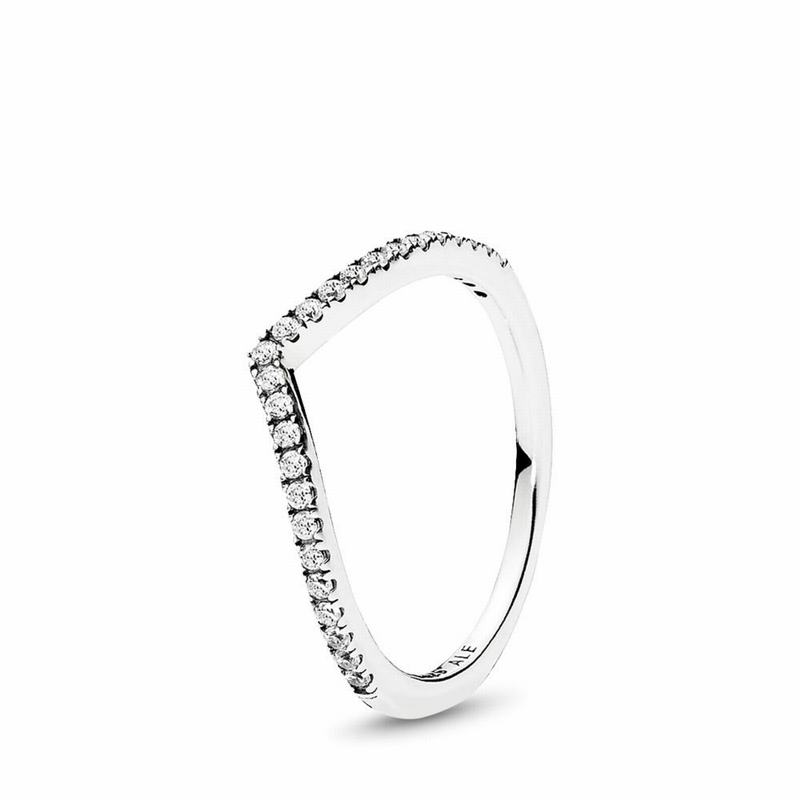 Pandora Sparkling Wishbone Stackable Ring - Sterling Silver/Cubic Zirconia - Canada | MP4335QB